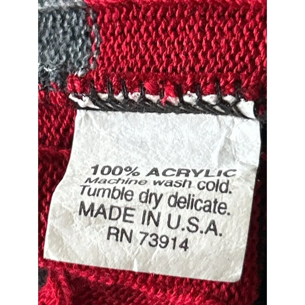 Alfred Dunner Cardigan faux 2 pc Sweater S Black/Red/Gray Striped Button-Front